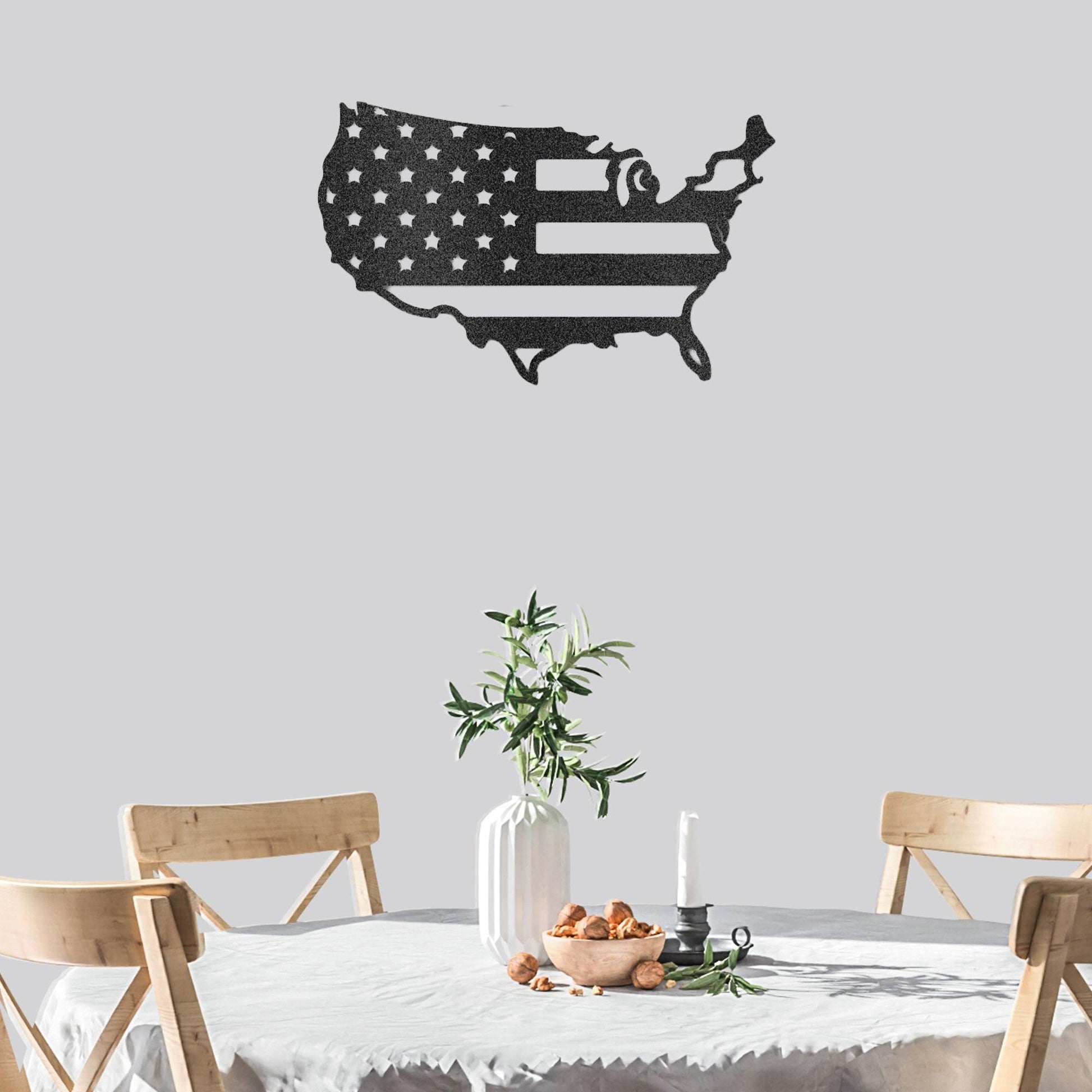 USA Flag Indoor Outdoor Steel Wall Sign Art - Mallard Moon Gift Shop