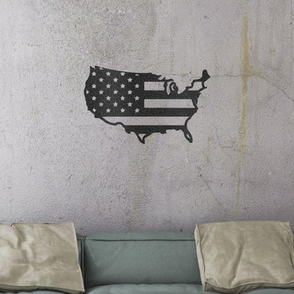 USA Flag Indoor Outdoor Steel Wall Sign Art - Mallard Moon Gift Shop