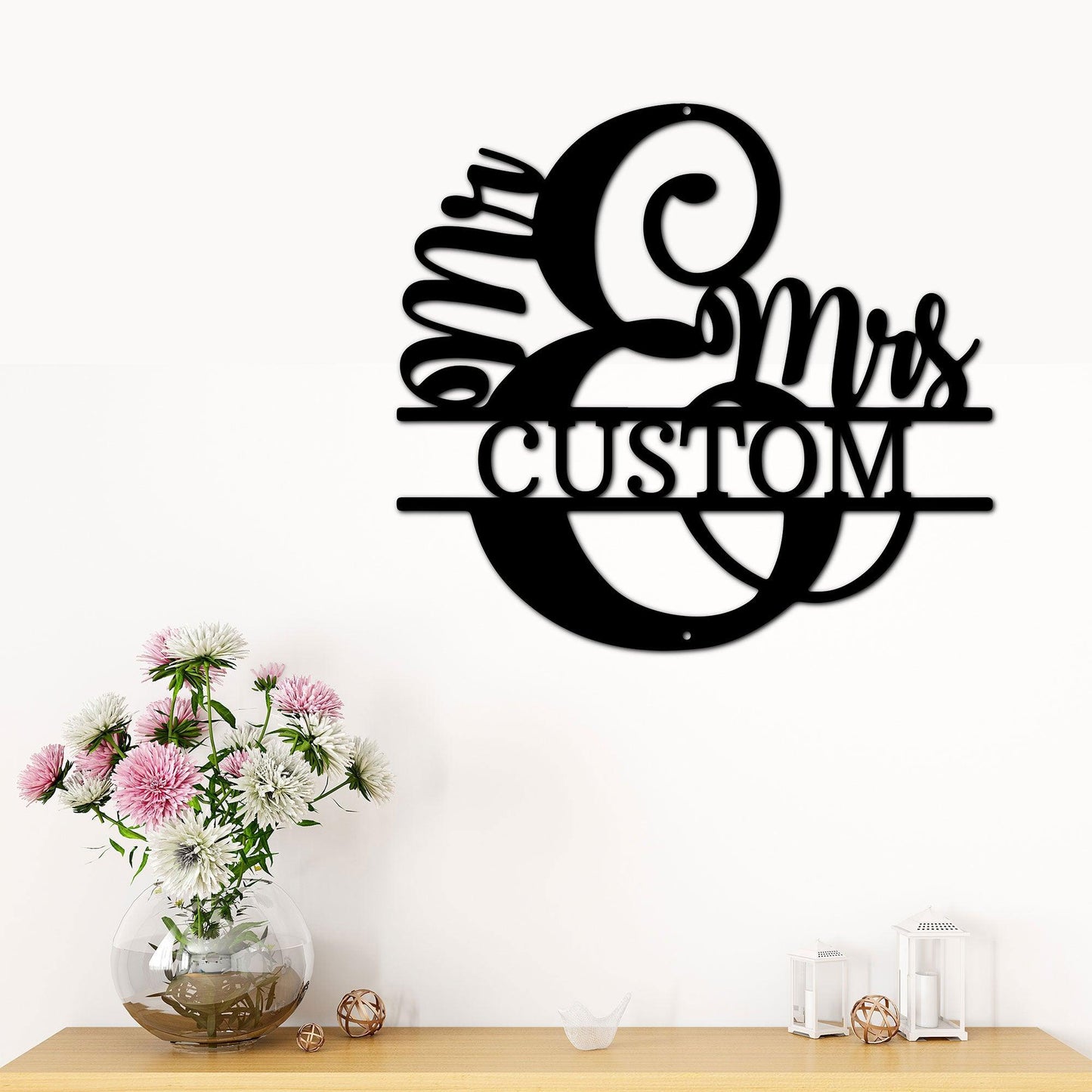 Couples Custom Name Monogram Mr. and Mrs. Steel Wall Sign - Mallard Moon Gift Shop