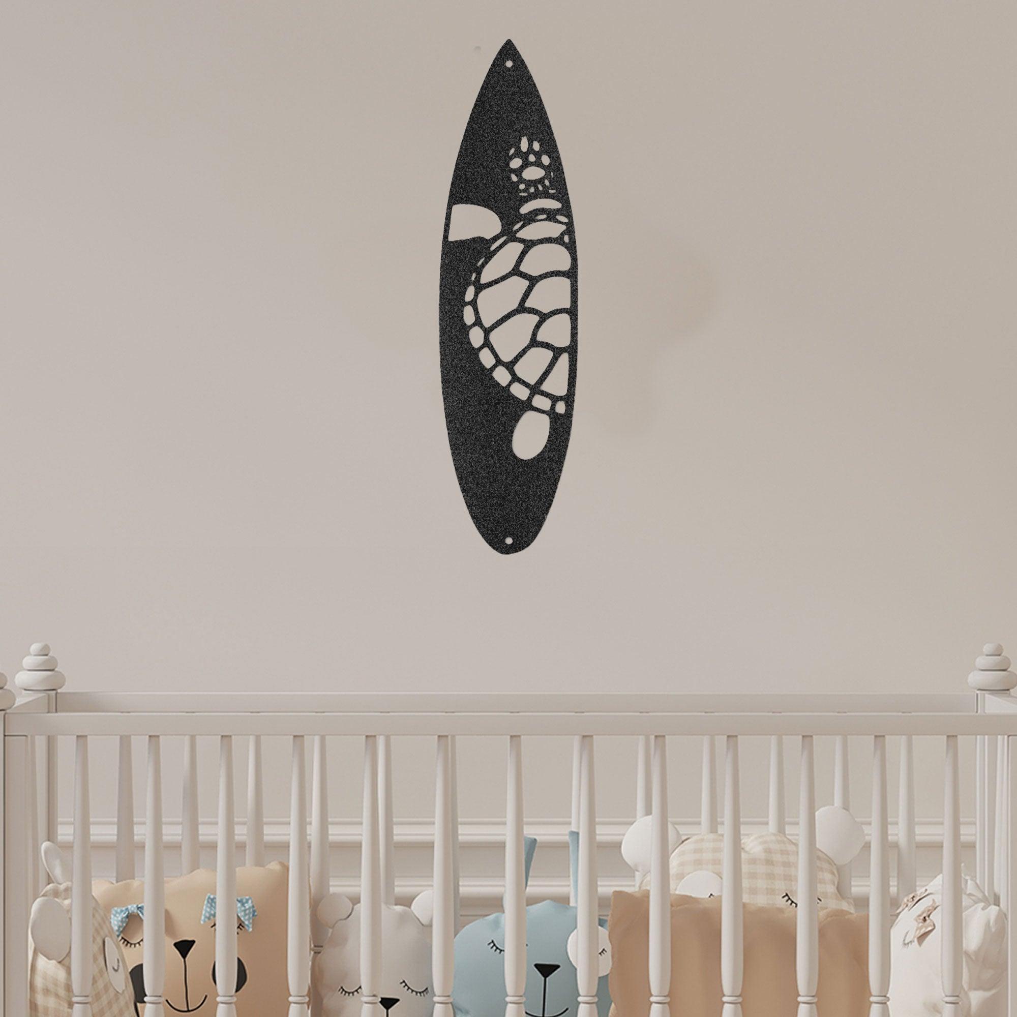 Surfboard Sea Turtle Indoor Outdoor Steel Wall Sign - Mallard Moon Gift Shop