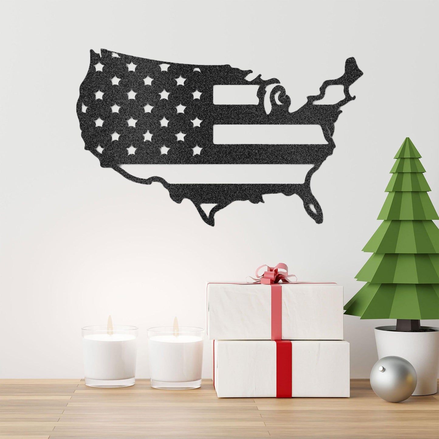 USA Flag Indoor Outdoor Steel Wall Sign Art - Mallard Moon Gift Shop