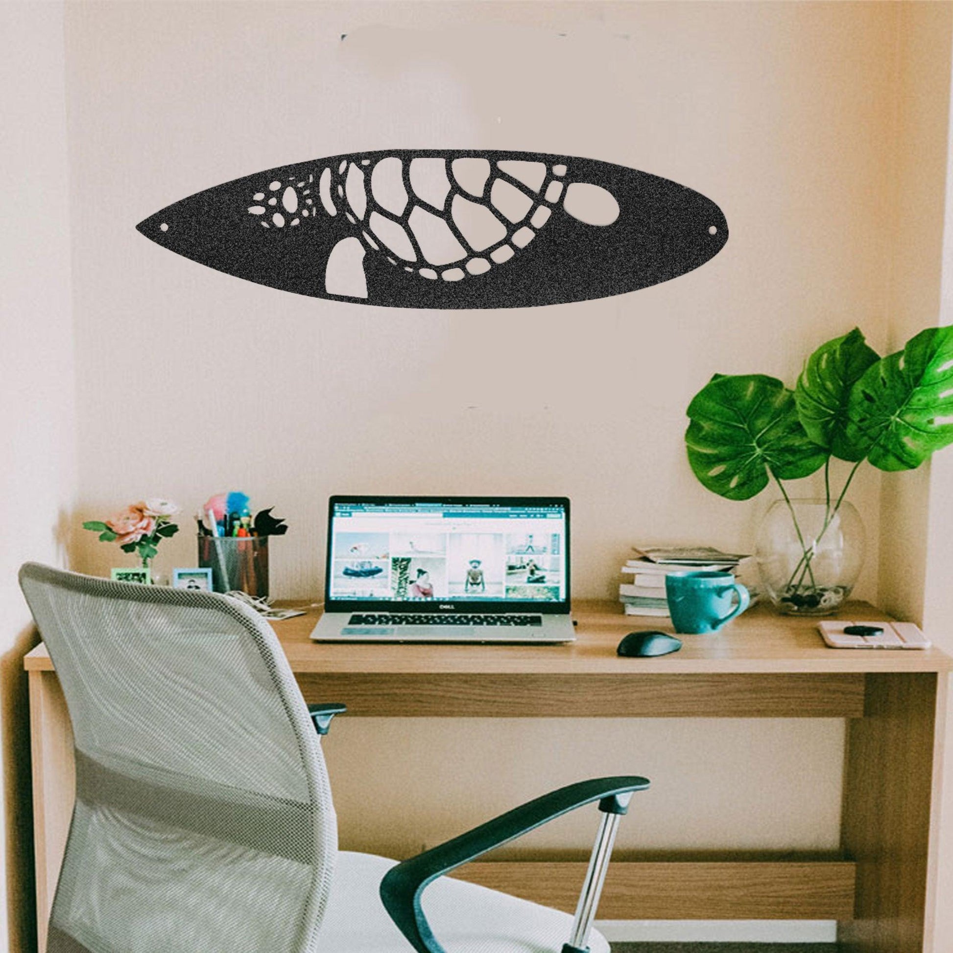 Surfboard Sea Turtle Indoor Outdoor Steel Wall Sign - Mallard Moon Gift Shop