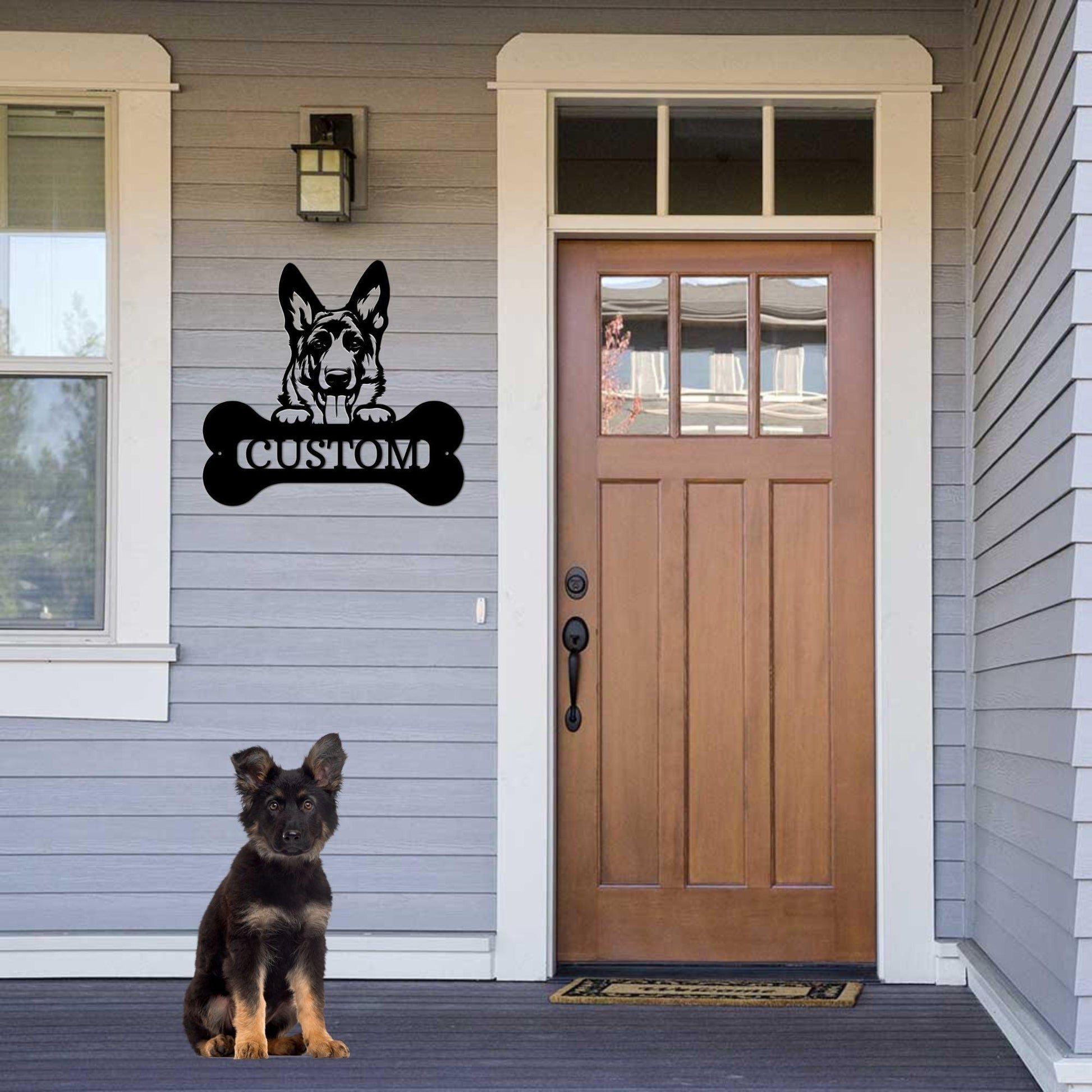 German Sheperd Custom Name Metal Art Wall Sign - Mallard Moon Gift Shop