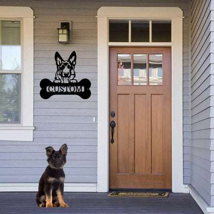 German Sheperd Custom Name Metal Art Wall Sign - Mallard Moon Gift Shop