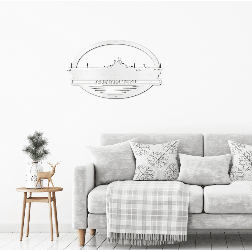 Navy Battleship USS Wasp Silhouette Custom Metal Art Wall Sign - Mallard Moon Gift Shop