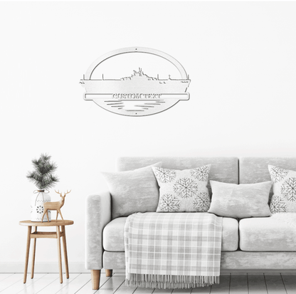 Navy Battleship USS Wasp Silhouette Custom Metal Art Wall Sign - Mallard Moon Gift Shop