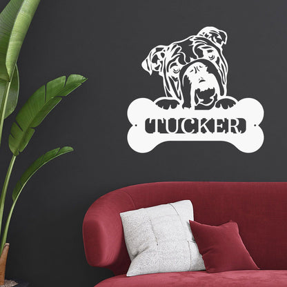 Bulldog Custom Name Metal Art Wall Sign - Mallard Moon Gift Shop