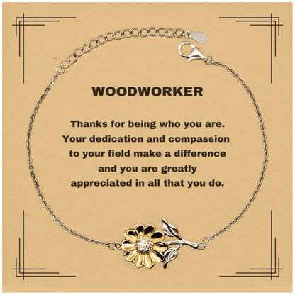 WoodworkerSunflower Bracelet - Thanks for being who you are - Birthday Christmas Jewelry Gifts Coworkers Colleague Boss - Mallard Moon Gift Shop